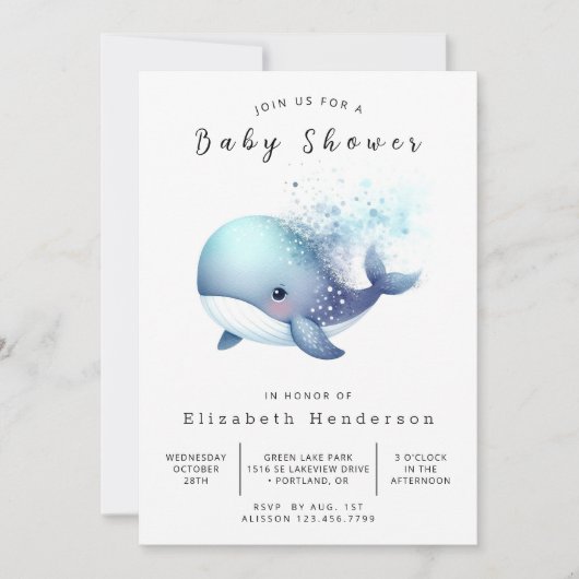 Zee Digital Whale Baby shower Kaart (Voorkant)