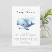 Zee Digital Whale Baby shower Kaart (Staand voorkant)