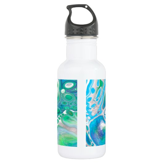 Zee digitale Abstracte kunst Waterfles (Achterkant)