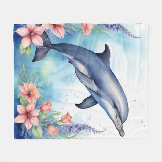 Zee Dolfijn Fleece Deken (Voorkant (Horizontaal))