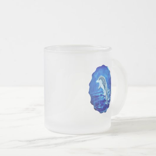 Zee dolfijn matglas koffiemok (Voorkant rechts)