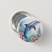 Zee Dolfijn Ronde Button 3,2 Cm (Voorkant /achterkant)