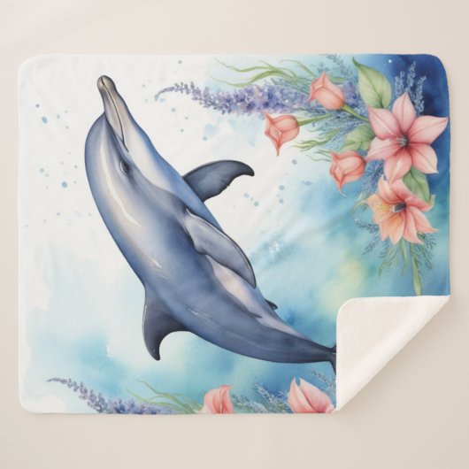 Zee Dolfijn Sherpa Deken (Voorkant (horizontaal))