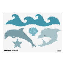 Zee dolfijnen met blauw neurierwand Stickers