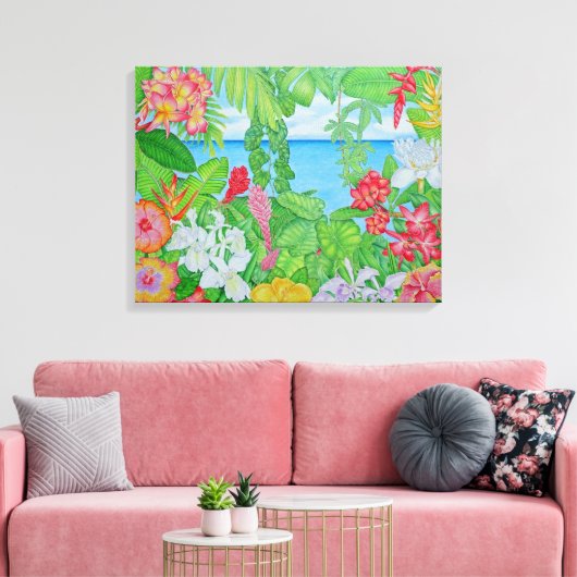 Zee door het Oerwoud Canvas Afdruk (Insitu (Woonkamer))