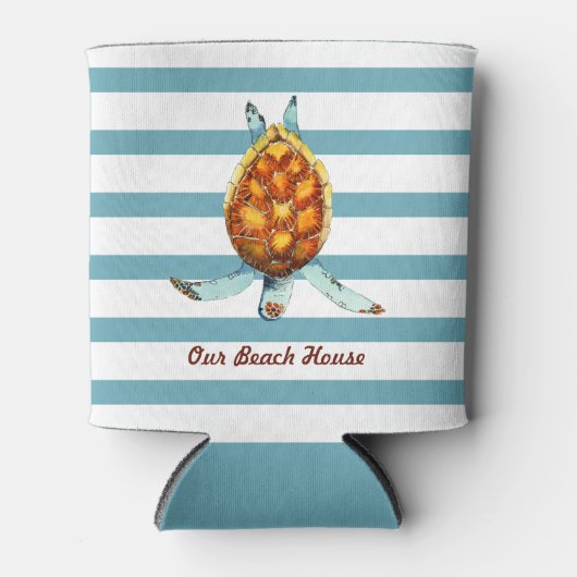 Zee Draai ons winkelhuis om met donkere Aqua Strip Blikjeskoeler (Voorkant)