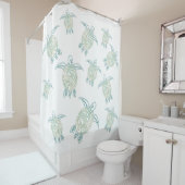 Zee draaiboeken Patroon White Green Nautical Douchegordijn (In situ)