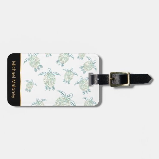 Zee draaiboeken Patroon wit groen Bagagelabel (Voorkant horizontaal)