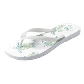 Zee draaiboeken Patroon Witte Groene Monogram Teenslippers (Schuin)