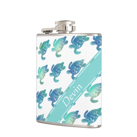 Zee Draaien Blauwe Groene Maatkolf Heupfles (Links)