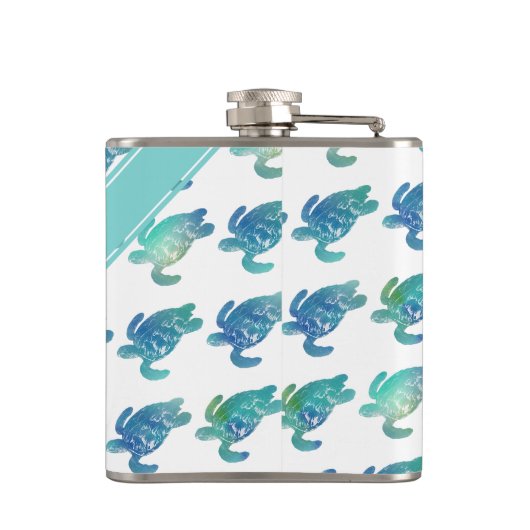 Zee Draaien Blauwe Groene Maatkolf Heupfles (Achterkant)