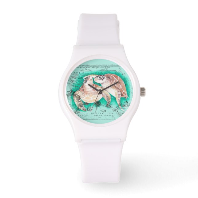 Zee Draaien Blauwgroen Horloge (Voorkant)