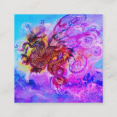 ZEE DRAAK EN BLAUWE GOLVEN Fantasy Roze Paarse Vierkante Visitekaartje (Achterkant)