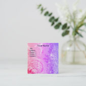 ZEE DRAAK EN BLAUWE GOLVEN Fantasy Roze Paarse Vierkante Visitekaartje (Staand voorkant)