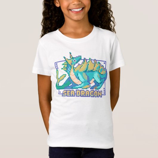 Zee Draak, sea dragon, Pixel Art Design Tshirt (Voorkant)