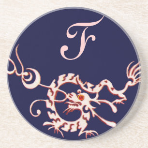 ZEE DRAGON 2 MONOGRAM roze blauw Zandsteen Onderzetter