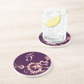 ZEE DRAGON 2 MONOGRAM roze paars Zandsteen Onderzetter (Zijkant)