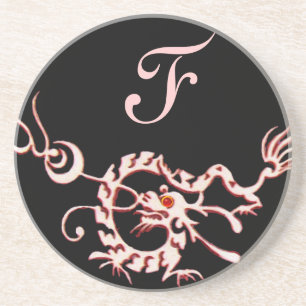 ZEE DRAGON 2 MONOGRAM roze zwart Zandsteen Onderzetter