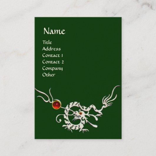 ZEE DRAGON 2 RUBY MONOGRAM white red green Visitekaartje (Voorkant)