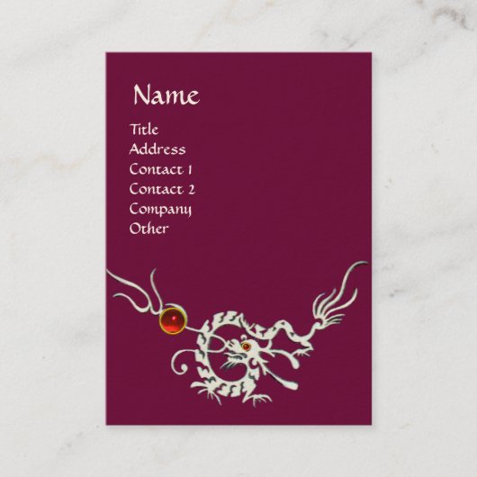ZEE DRAGON 2 RUBY MONOGRAM white red paars Visitekaartje (Voorkant)