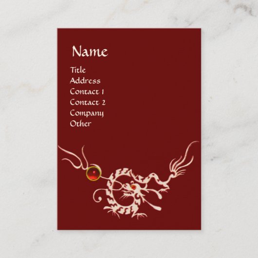 ZEE DRAGON 2 RUBY MONOGRAM zwart-wit rood Visitekaartje (Voorkant)