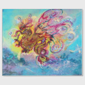 ZEE DRAGON Aqua Blue Fantasy Cadeaupapier (Vlak)