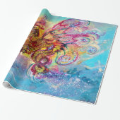 ZEE DRAGON Aqua Blue Fantasy Cadeaupapier (Uitgerold)