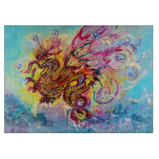 ZEE DRAGON Aqua Blue Pink Fantasy Snijplank (Voorkant)