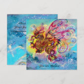 ZEE DRAGON blauw violet paars zwart geel Kaart (Voorkant / Achterkant)