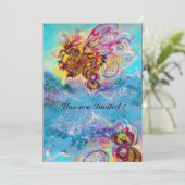 ZEE DRAGON blauw violet paars zwart geel Kaart (Staand voorkant)