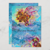 ZEE DRAGON blauw violet paars zwart geel Kaart (Voorkant / Achterkant)