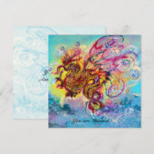 ZEE DRAGON blauw violet paars zwart geel Kaart (Voorkant / Achterkant)