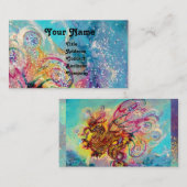 ZEE DRAGON, blauwe gele roze paars Visitekaartje (Voorkant / Achterkant)