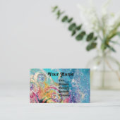 ZEE DRAGON, blauwe gele roze paars Visitekaartje (Staand voorkant)