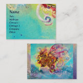 ZEE DRAGON, blauwe gele roze paars Visitekaartje (Voorkant / Achterkant)