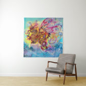 ZEE DRAGON EN BLAUWE GOLVEN Fantasie Wandkleed (In situ)