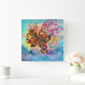 ZEE DRAGON EN BLAUWE WAVES Fantasy Vierkante Klok (Huis)