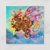 ZEE DRAGON EN BLAUWE WAVES Fantasy Vierkante Visitekaartje (Achterkant)
