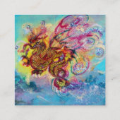 ZEE DRAGON EN BLAUWE WAVES Fantasy Vierkante Visitekaartje (Achterkant)