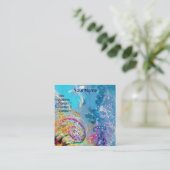 ZEE DRAGON EN BLAUWE WAVES Fantasy Vierkante Visitekaartje (Staand voorkant)