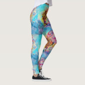 ZEE DRAGON in blauw goud geel roze fantasie Leggings (Rechts)