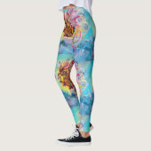 ZEE DRAGON in blauw goud geel roze fantasie Leggings (Links)