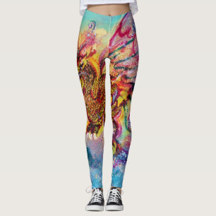 ZEE DRAGON in Blue Gold Yellow Pink Fantasy Leggings