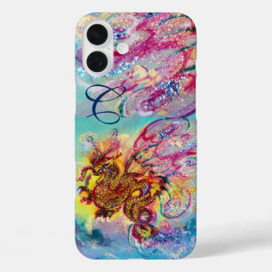 ZEE DRAGON IN GOLD BLUE SPARKLES MONOGRAM iPhone 16 PLUS HOESJE