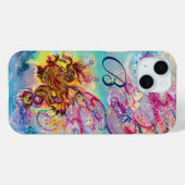 ZEE DRAGON IN GOLD BLUE SPARKLES MONOGRAM Case-Mate iPhone CASE (Achterkant (horizontaal))