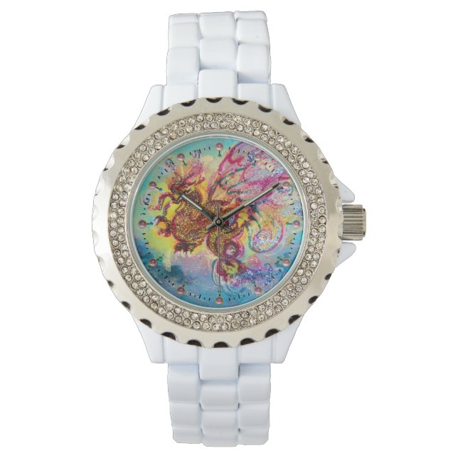 ZEE DRAGON MET PINKGEMSTONES HORLOGE (Voorkant)