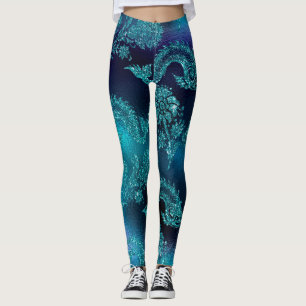 Zee Dragon Monster Blue Turquoise Leggings