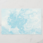 ZEE DRAGON ONDER WAVES Fantasy Pink Blue Briefpapier (Achterkant)