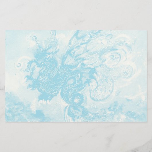 ZEE DRAGON ONDER WAVES Fantasy Pink Blue Briefpapier (Achterkant)