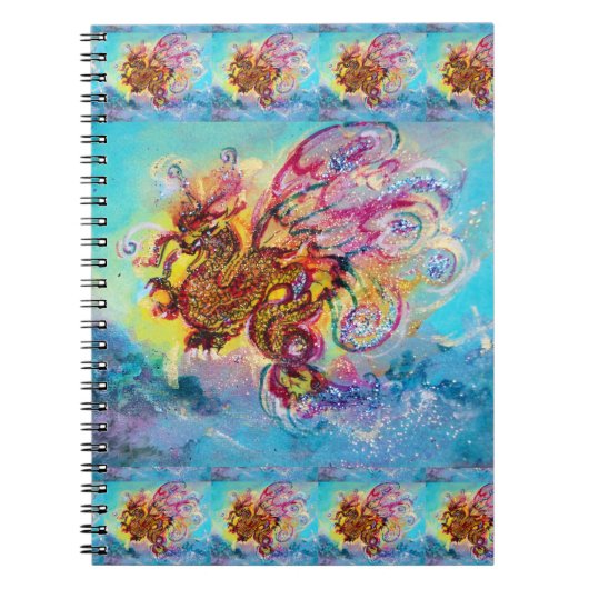 ZEE DRAGON ONDER WAVES Fantasy Pink Blue Notitieboek (Voorkant)